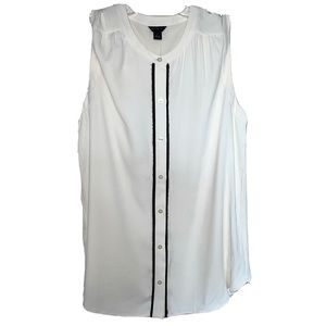 Size Small White Buttoned Tank Top w/ Black Trim